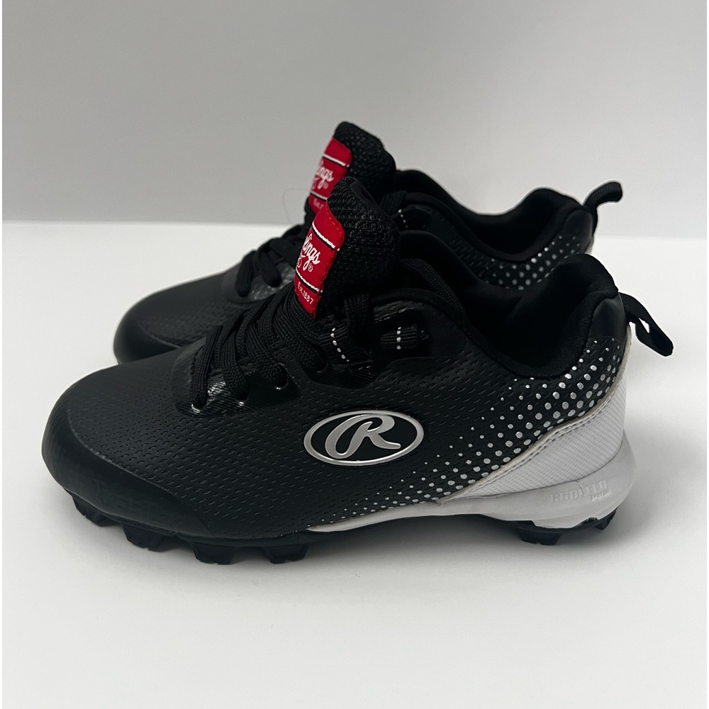 Black and White Rawlings Baseball Cleats for Toddlers, Toddlers 11US